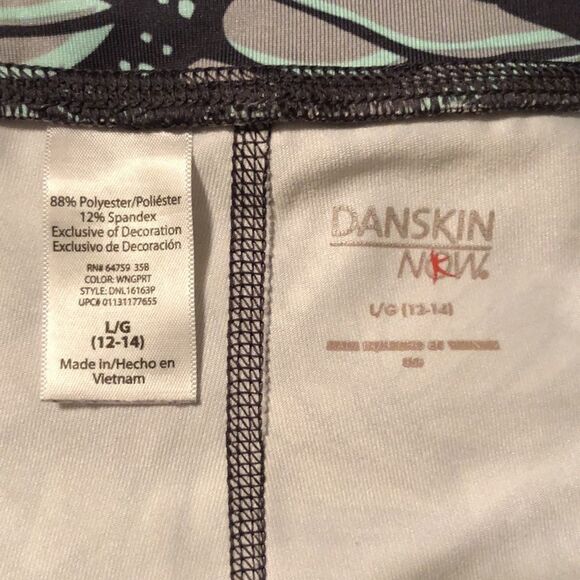 Danskin Now L Dri More Gray Teal Butterfly Athletic Active Leggings - Picture 9 of 14